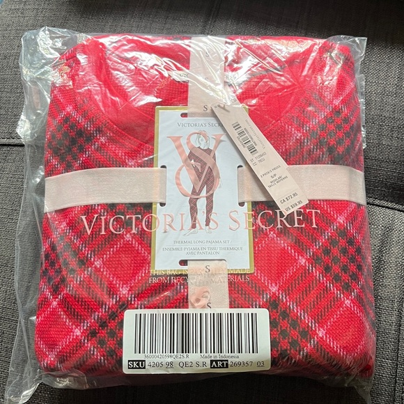 NWT Victoria's Secret Red Thermal Plaid Long Pajama Set - Picture 6 of 10